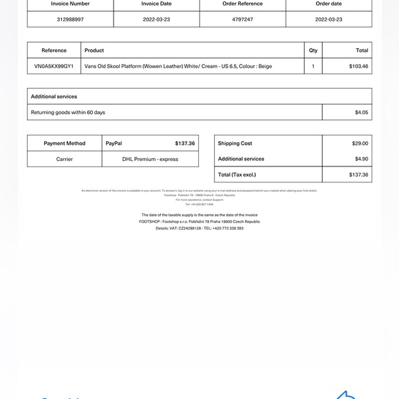 Vans Old Skool Platform (Wowen Leather) White/ Cream - US 6.5, Colour : Beige - Picture 9 of 9